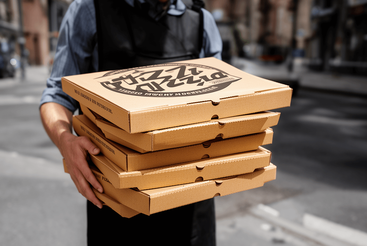 pile de boîtes pizza personnalisées prêtes pour livraison
